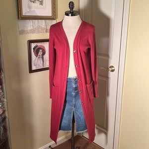 Long Rust Duster Sweater Cardigan